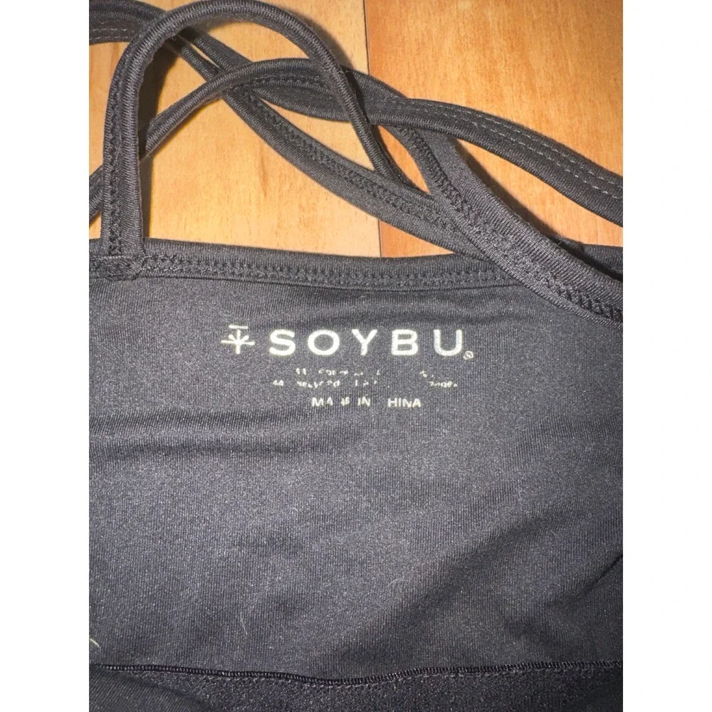 SOYBU Activewear Dress Black White Striped Built in Bra Halter Athletic Womens M